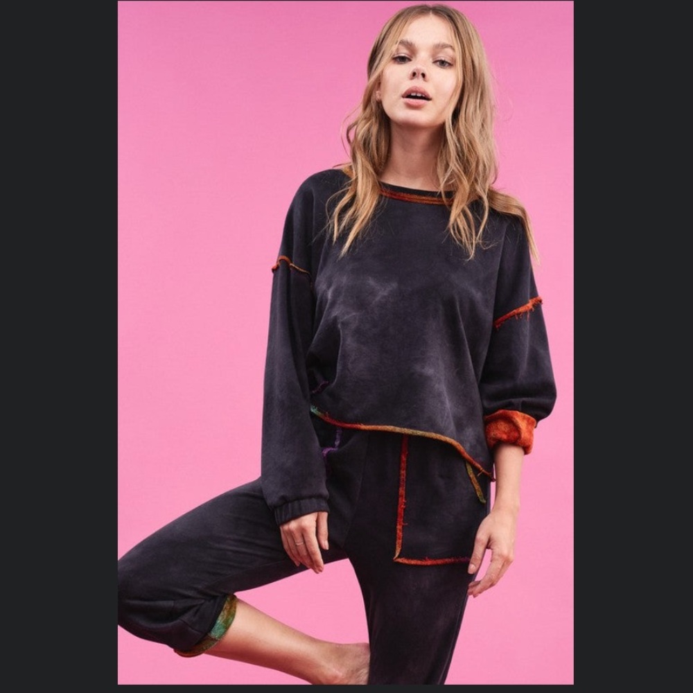 Tie-dye two piece sweat set